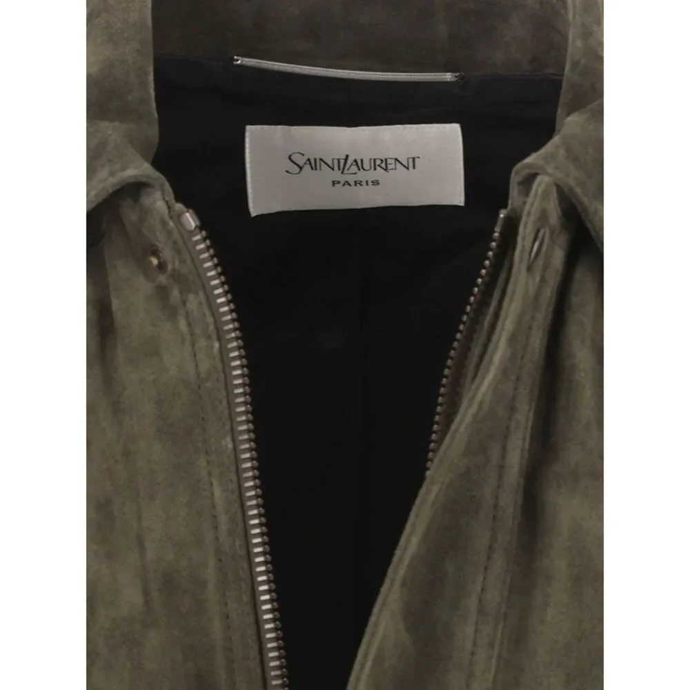 Saint Laurent Men Vintage Split Leather Bomber Jacket